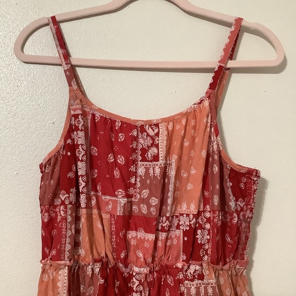 Beach Lunch Lounge Bandana Print Cowgirl Patchwork Print Babydoll Dress Medium - Picture 2 of 15